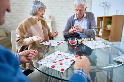 Seniors Playing Games in Assisted Living