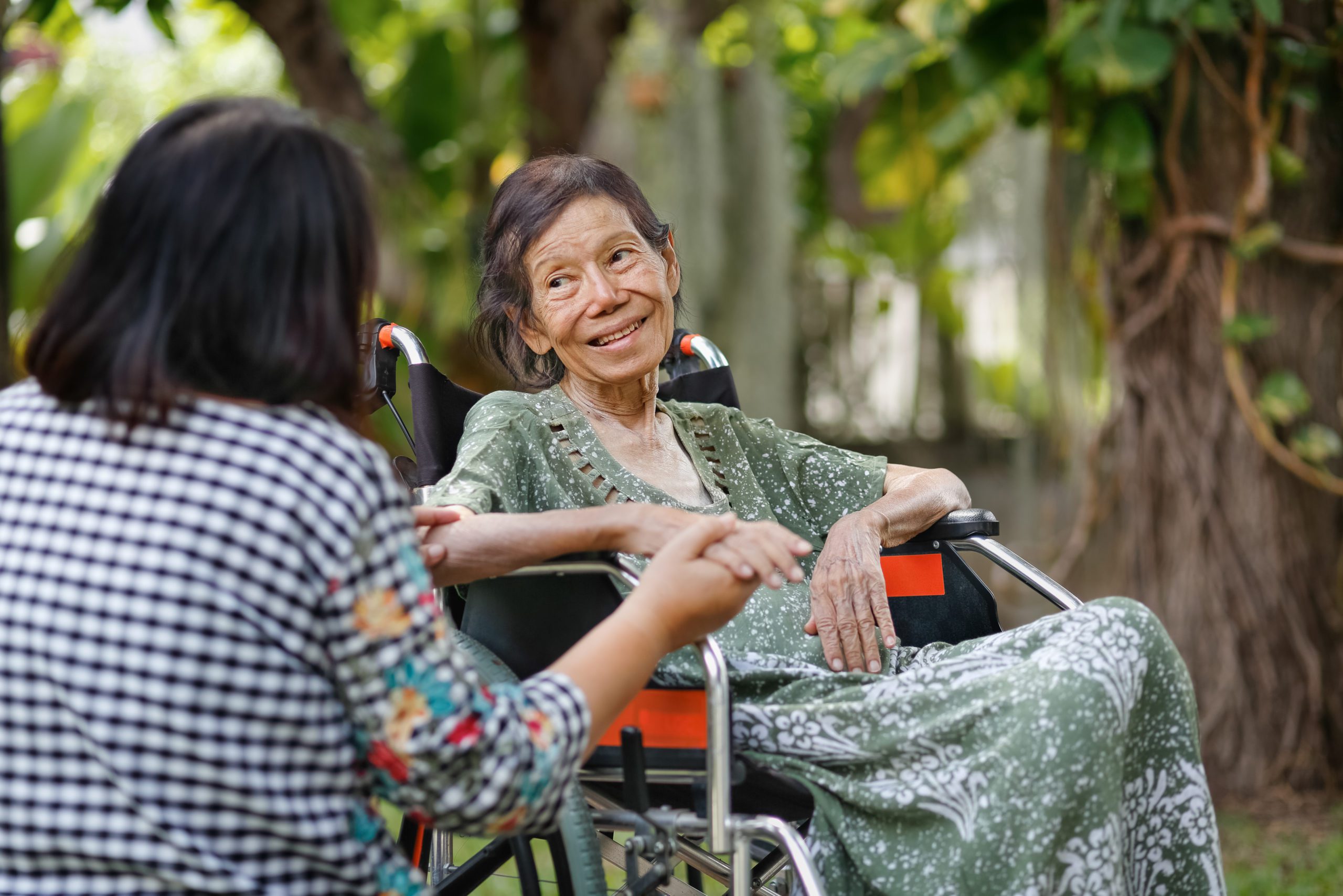 Elderly woman on wheelchair 